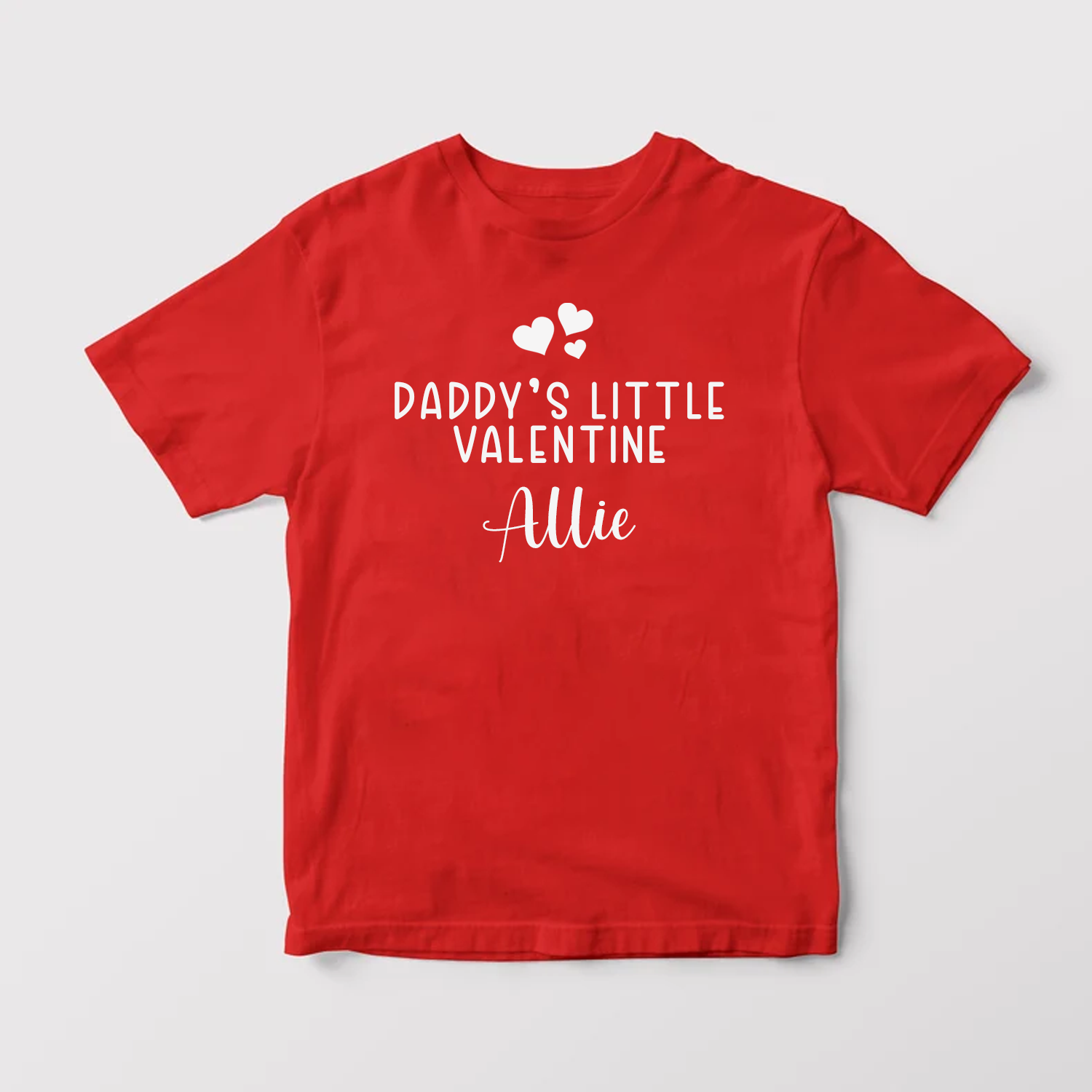 Daddy's Little Valentine Personalised Red T-Shirt - ShopMiniVIP